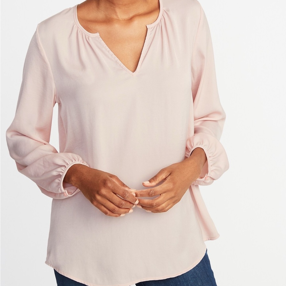 Old Navy | Split Neck Matte Satin Blouse